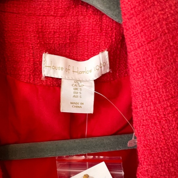 NWT $259 House of Harlow Red Tweed Double Breasted
Blazer Frayed Trim - Picture 6 of 11